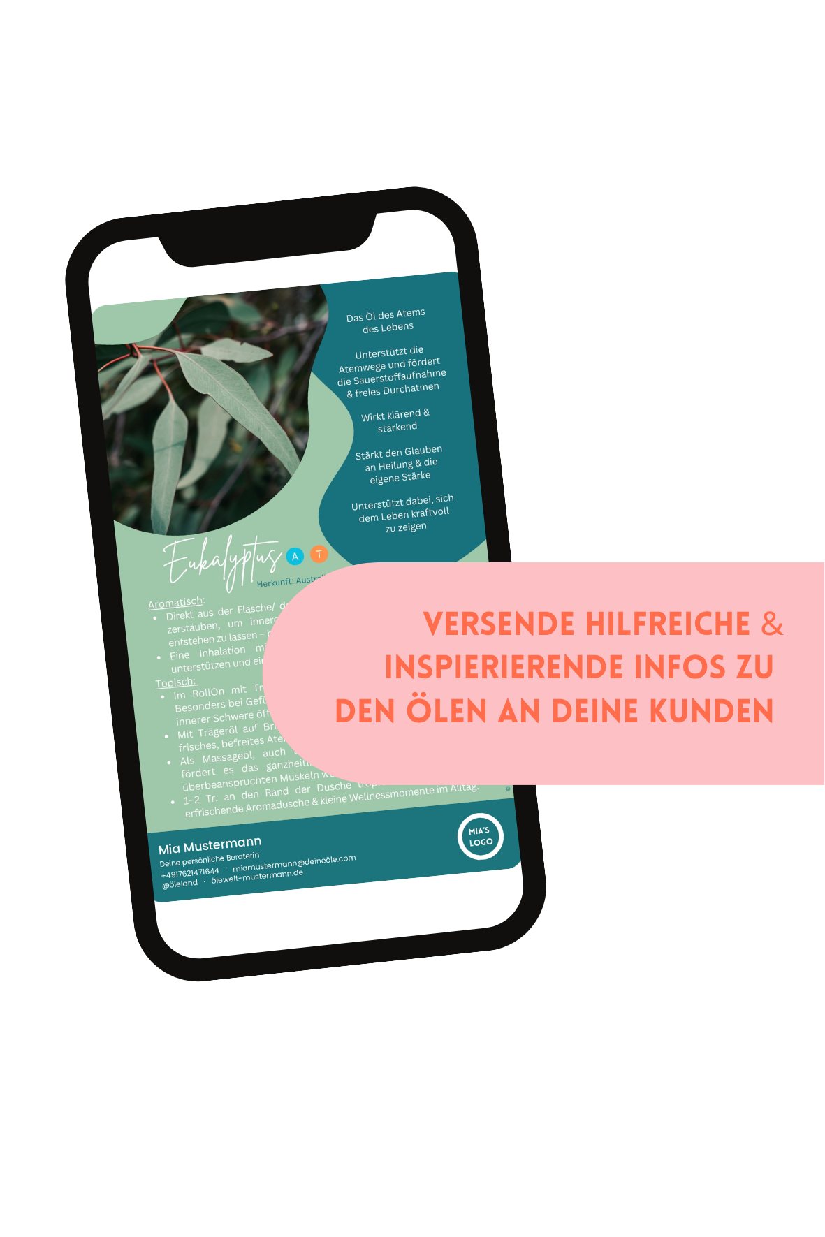Versende hilfreiche und inspirierende Infos zu den Ölen an Deine Kunden